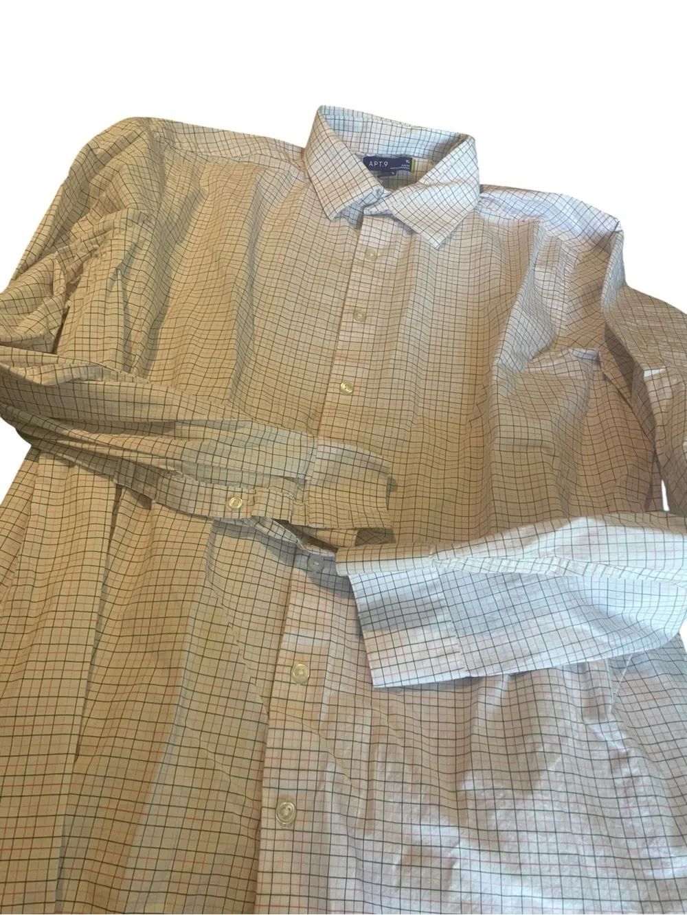 Apt. 9 Men's White and Light Blue Checked Dress Shirt